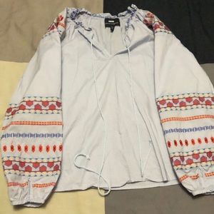 COCO COLETTE embroidery baby blue blouse